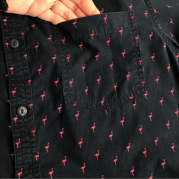 Zipcode Travellers Collection Slim Fit Flamingo All Over Print Shirt Mens Large - Picture 6 of 16